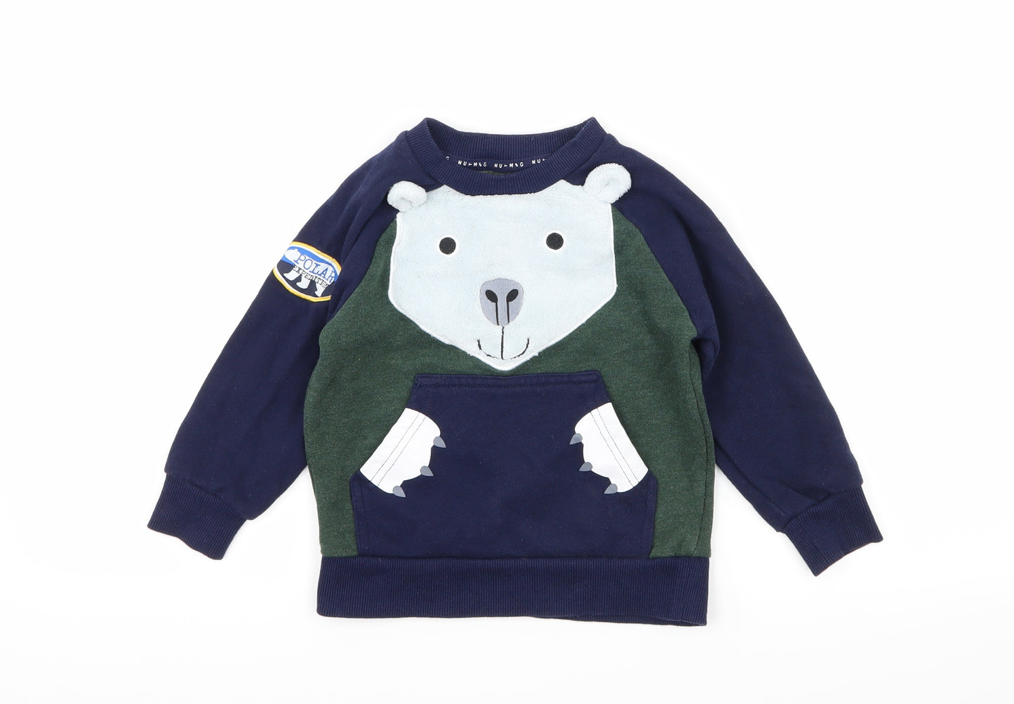 Nutmeg Boys Blue  Jersey Pullover Sweatshirt Size 2-3 Years  - Bear