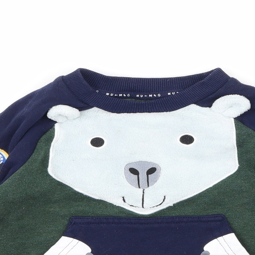 Nutmeg Boys Blue  Jersey Pullover Sweatshirt Size 2-3 Years  - Bear