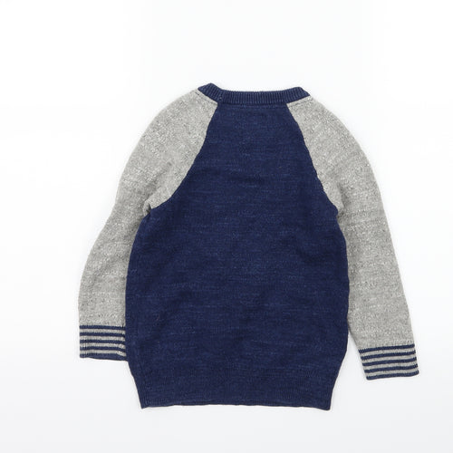 Boden Boys Green Colourblock Knit Pullover Jumper Size 4-5 Years