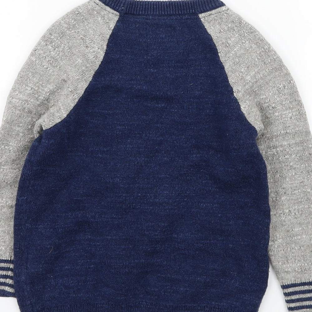 Boden Boys Green Colourblock Knit Pullover Jumper Size 4-5 Years