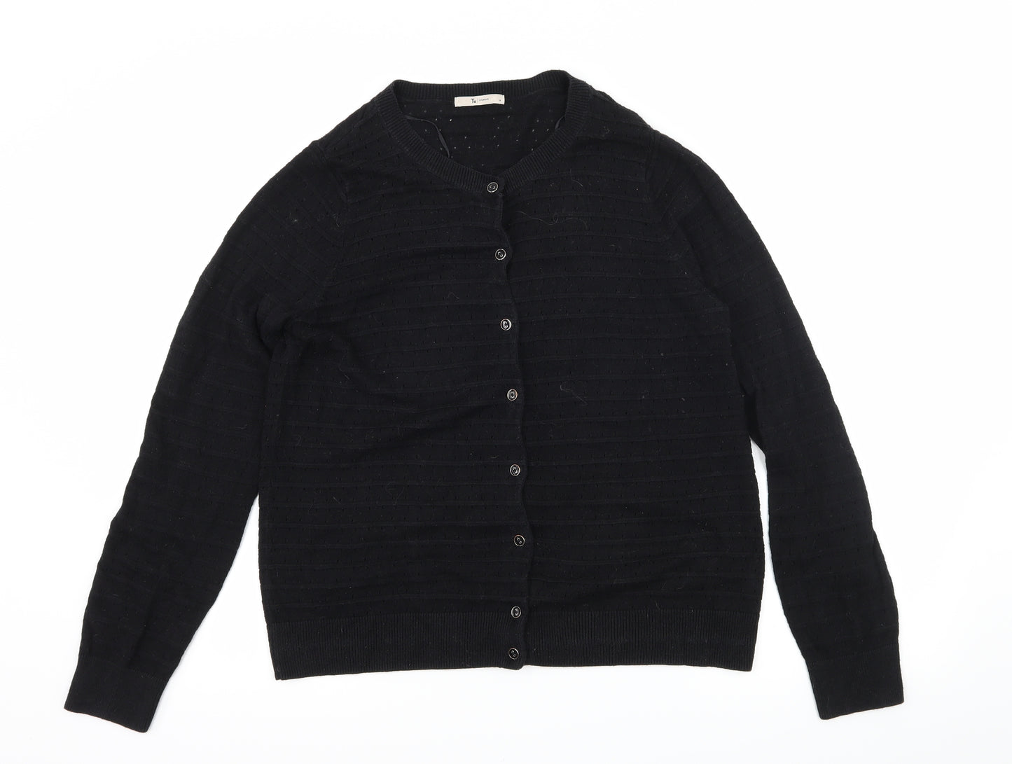 TU Womens Black  Knit Cardigan Jumper Size 14