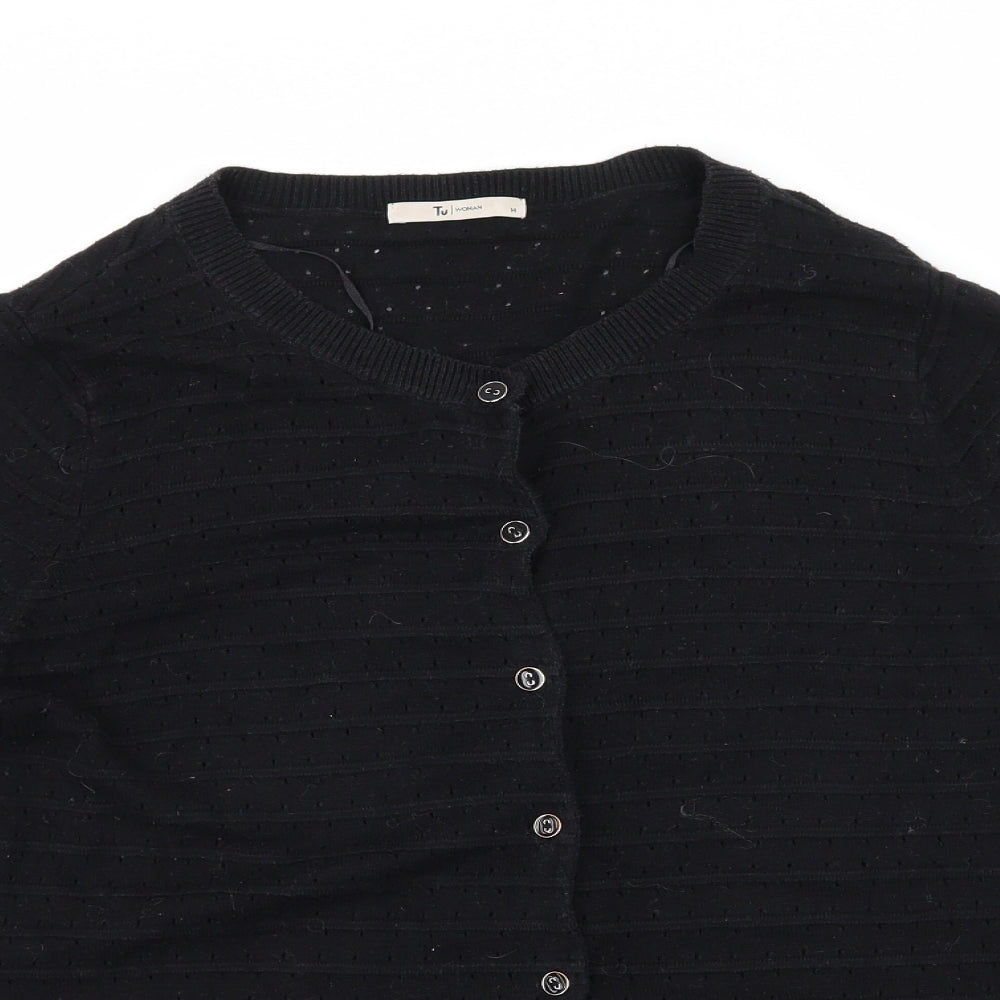TU Womens Black  Knit Cardigan Jumper Size 14