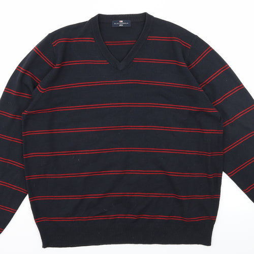 Blue Harbour Mens Blue Striped Knit Pullover Jumper Size L