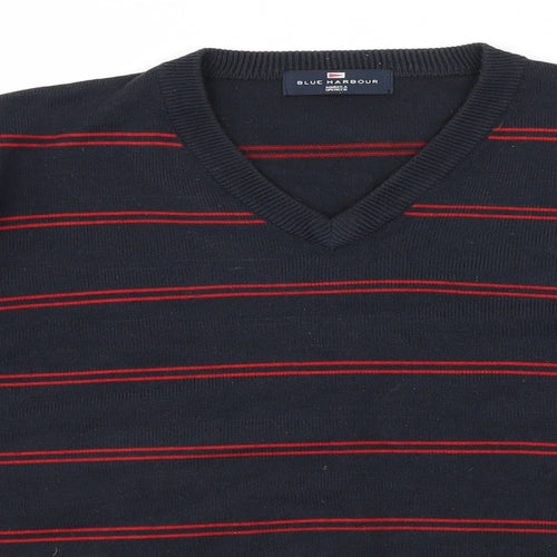 Blue Harbour Mens Blue Striped Knit Pullover Jumper Size L