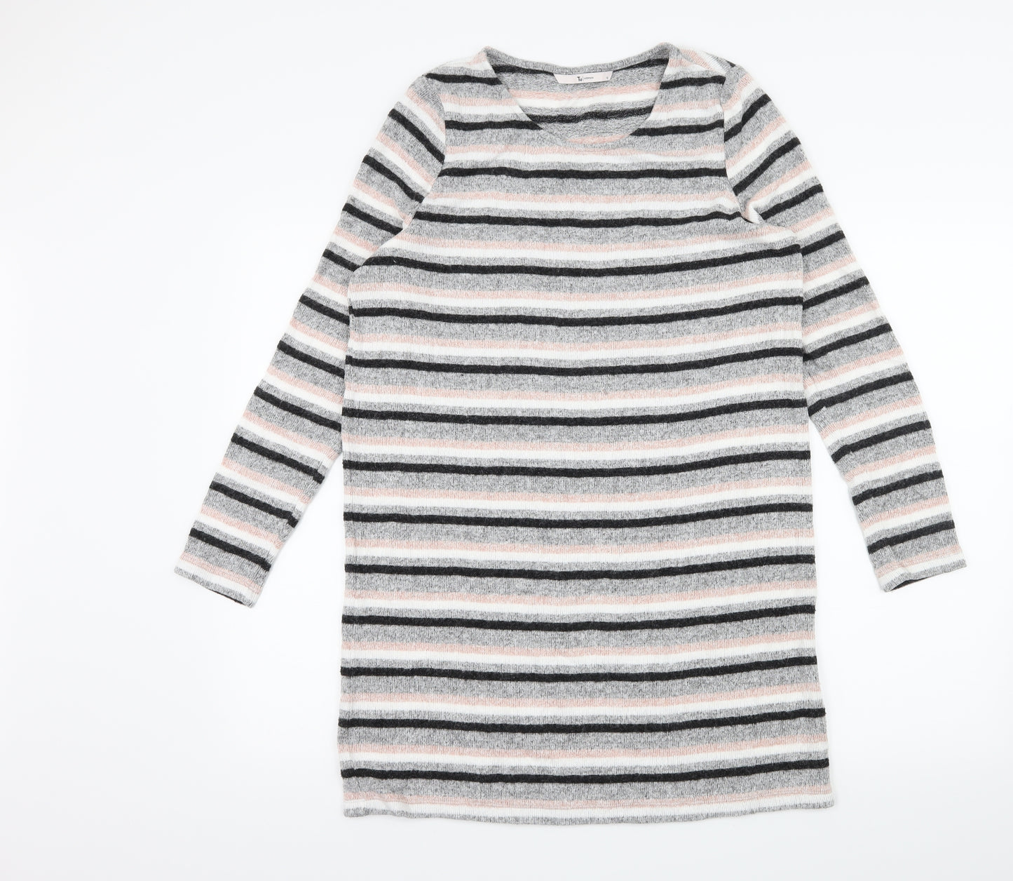 TU Womens Grey Striped Knit Jumper Dress  Size 12