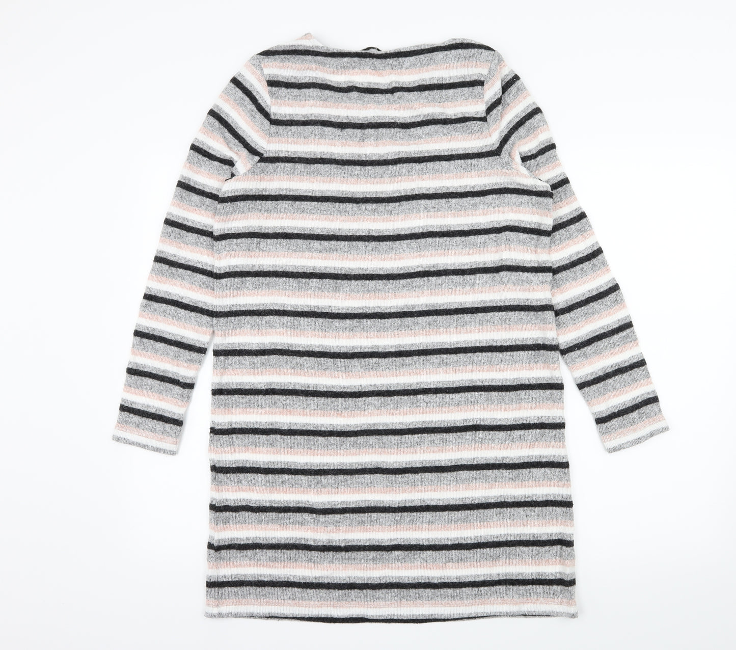 TU Womens Grey Striped Knit Jumper Dress  Size 12