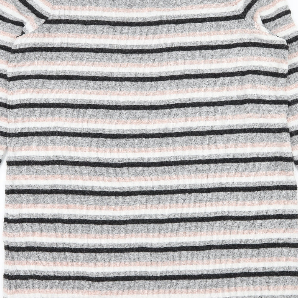 TU Womens Grey Striped Knit Jumper Dress  Size 12