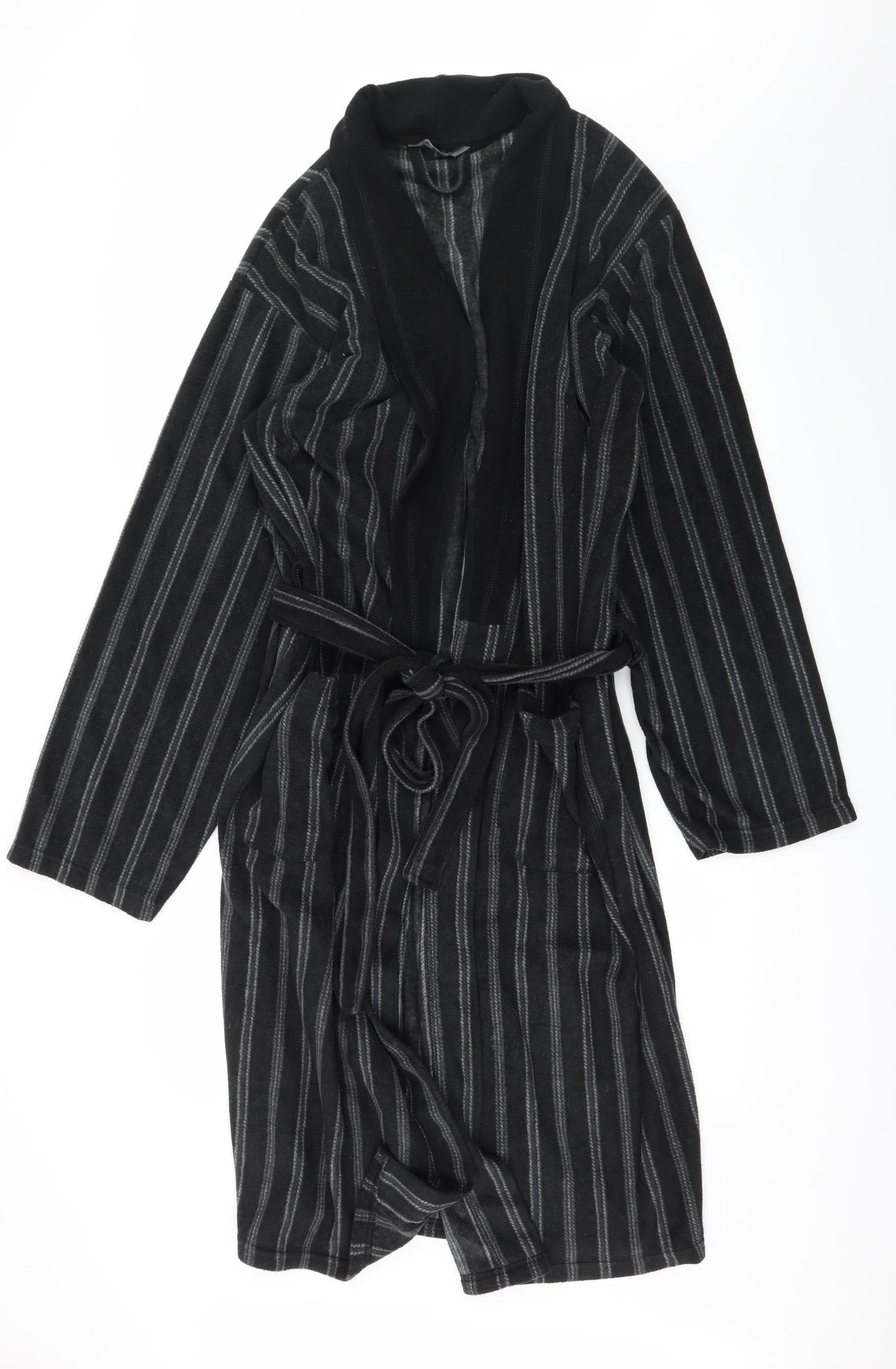 Marks and Spencer Mens Green Striped Fleece  Robe Size L