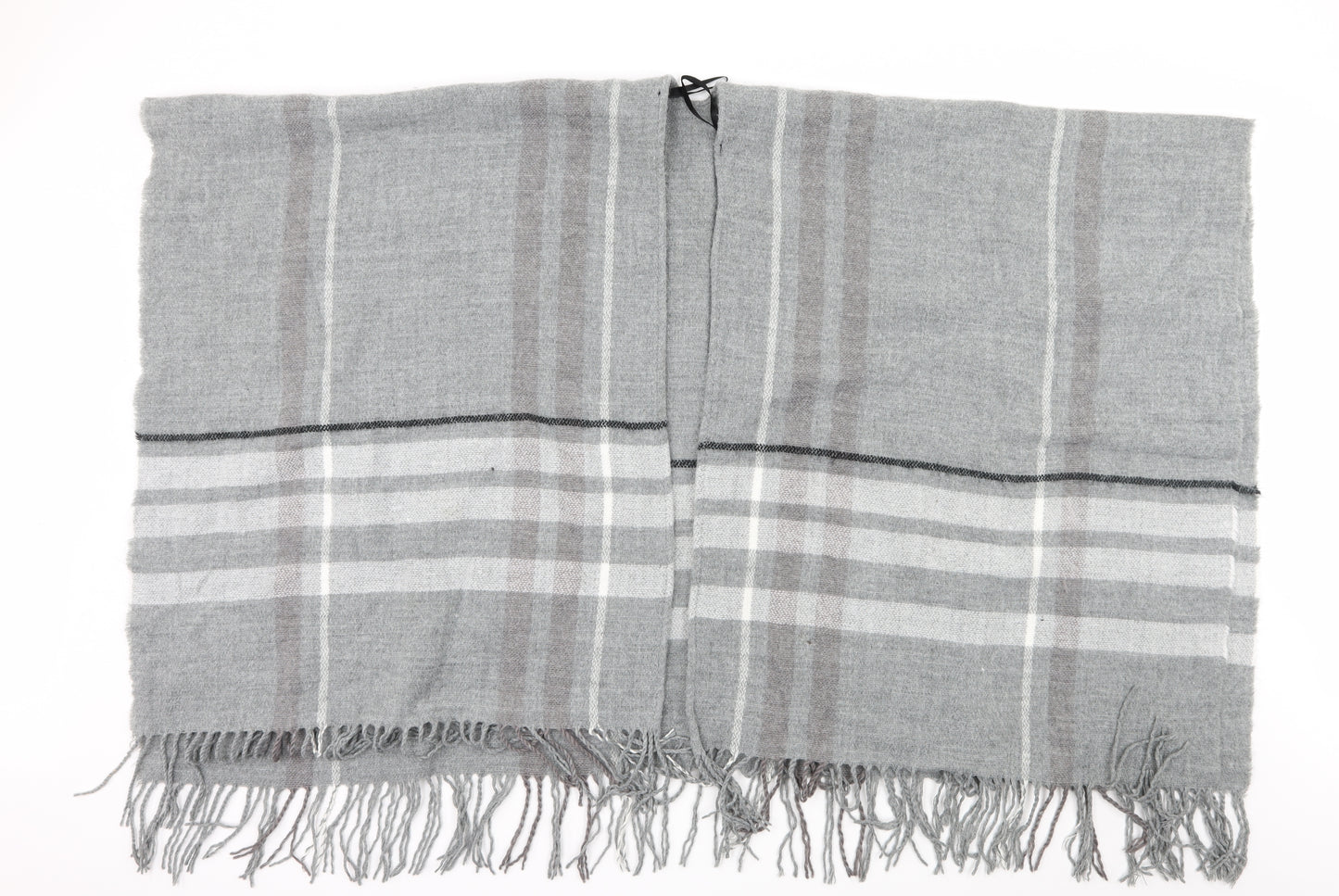 Preworn Womens Grey Striped Knit  Shawl/Wrap