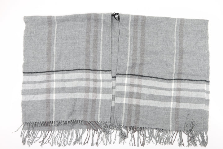 Preworn Womens Grey Striped Knit  Shawl/Wrap
