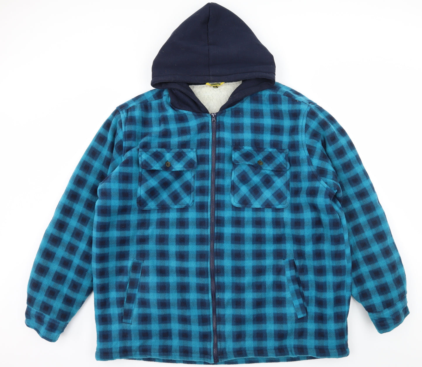 Work Wear Mens Blue Check Fleece Jacket  Size 2XL