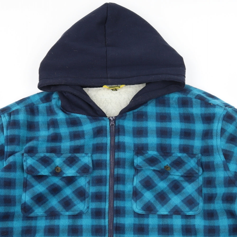 Work Wear Mens Blue Check Fleece Jacket  Size 2XL