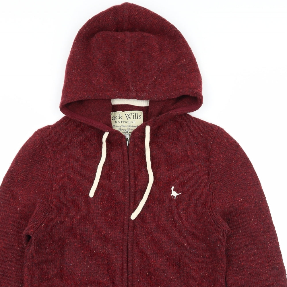 Jack Wills Mens Red  Knit Cardigan Jumper Size M