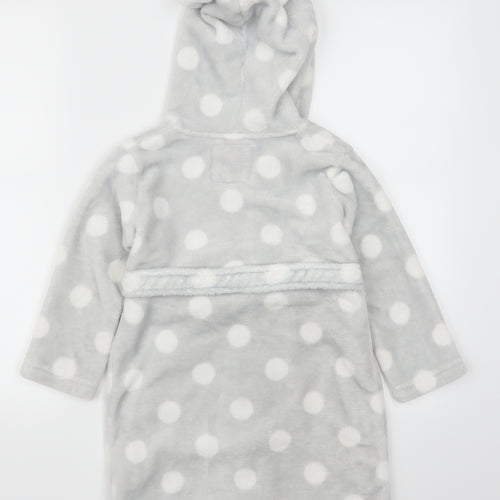 Dream Lounge Girls Grey Polka Dot  Kimono Robe Size 3-4 Years  - Bear Hood