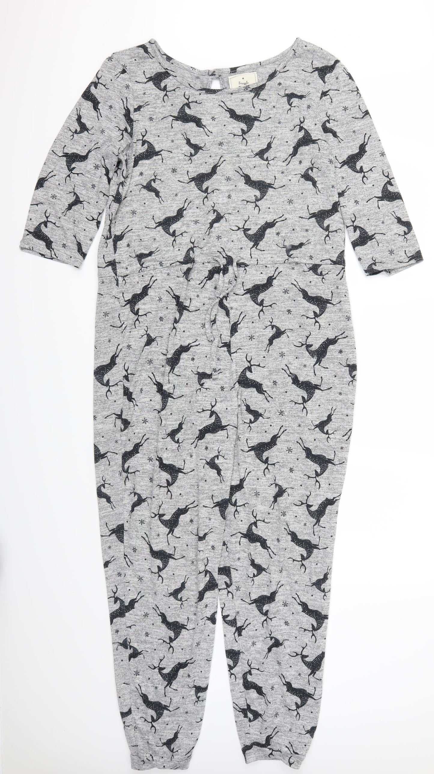 Matalan Womens Grey Animal Print  Top Bodysuit Size M  - Deer Print