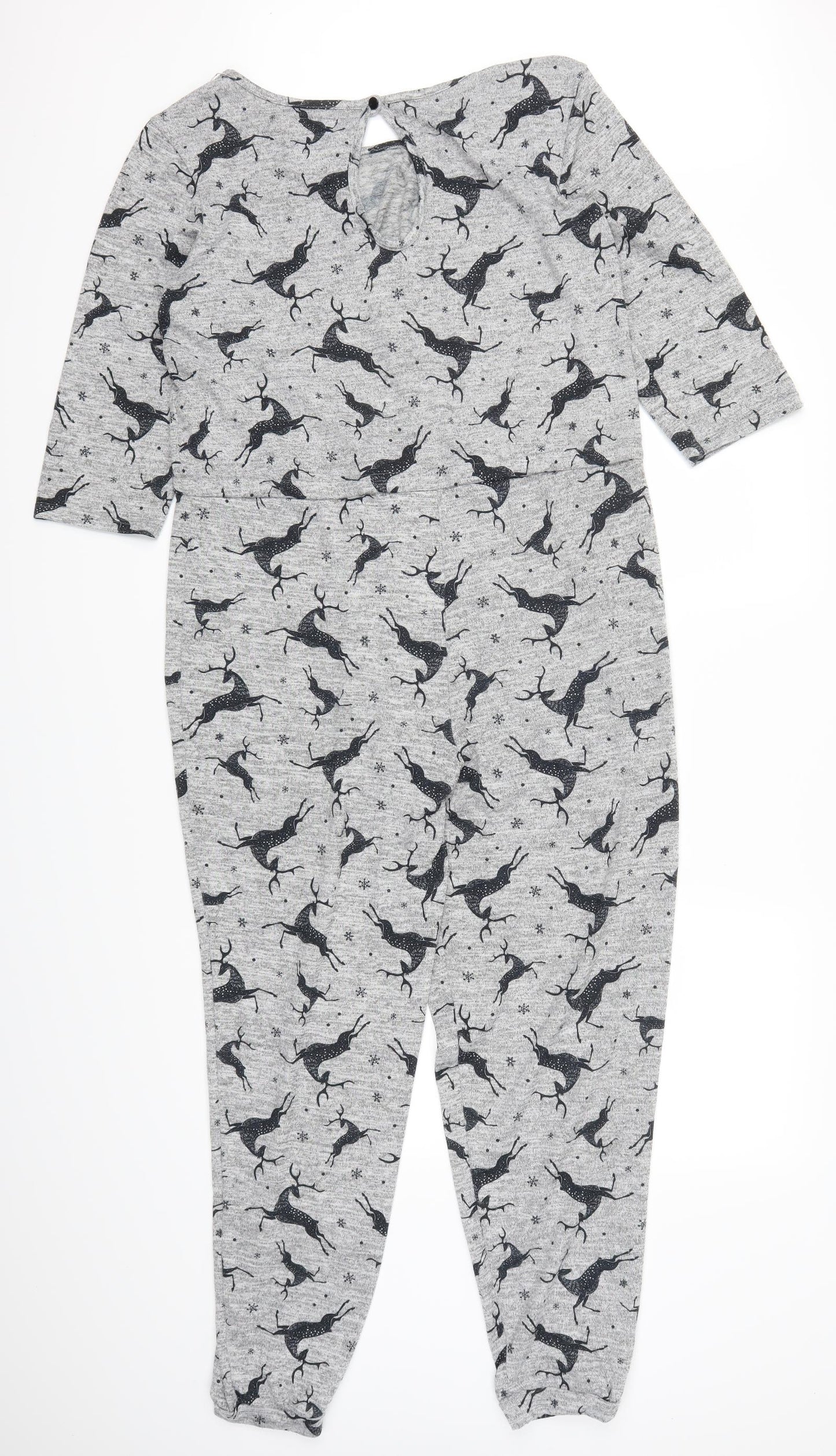Matalan Womens Grey Animal Print  Top Bodysuit Size M  - Deer Print