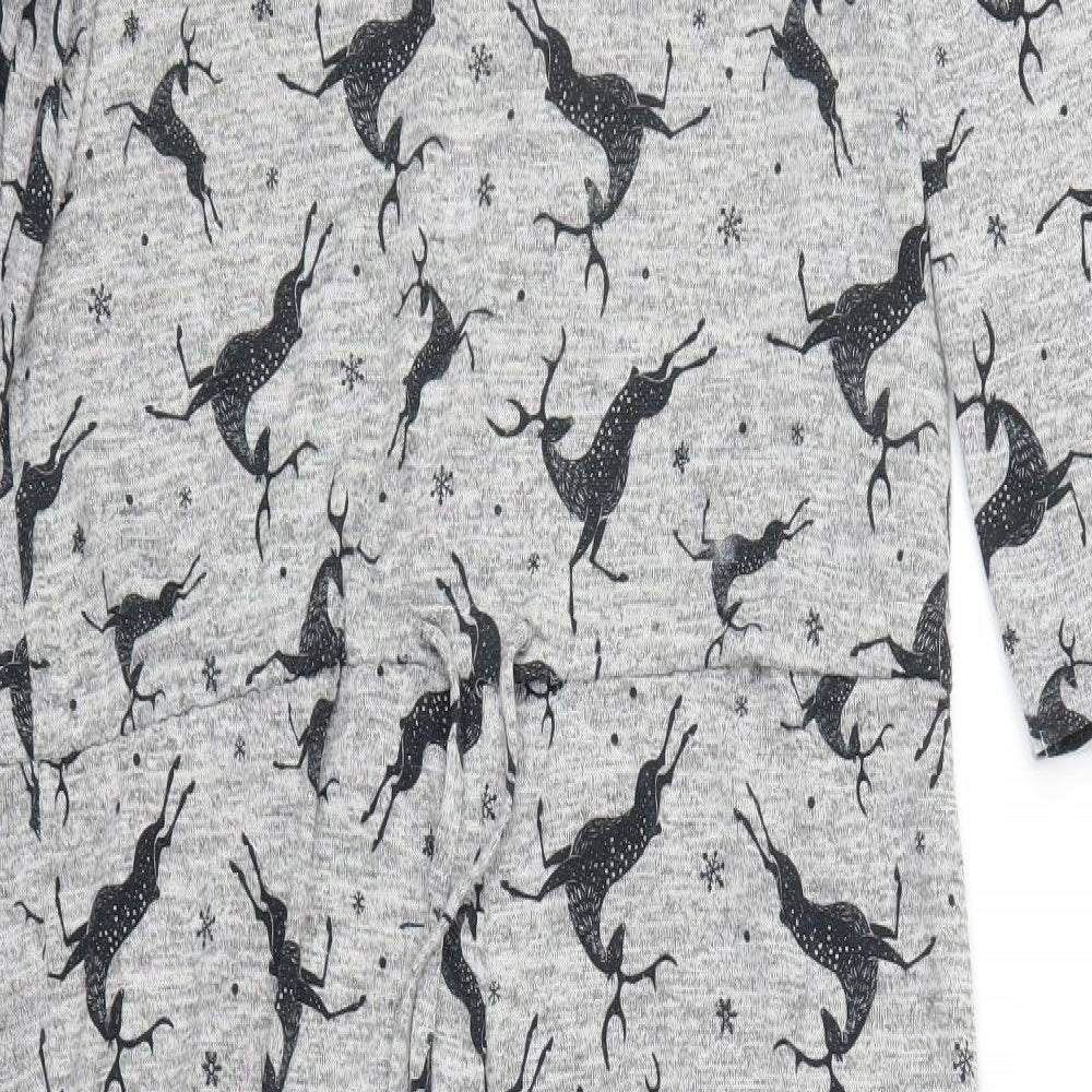 Matalan Womens Grey Animal Print  Top Bodysuit Size M  - Deer Print