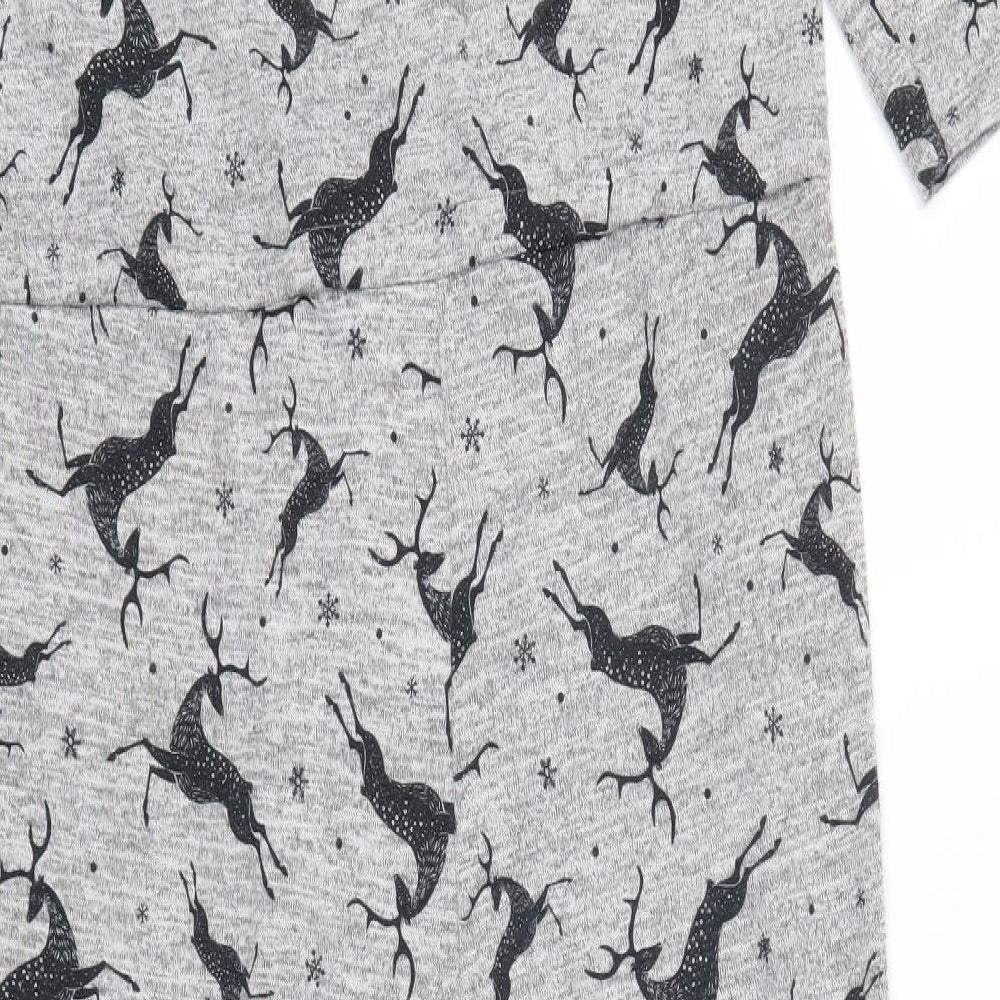 Matalan Womens Grey Animal Print  Top Bodysuit Size M  - Deer Print