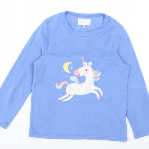 PJ Collections Girls Blue Animal Print Fleece Top Pyjama Top Size 9-10 Years  - Unicorn
