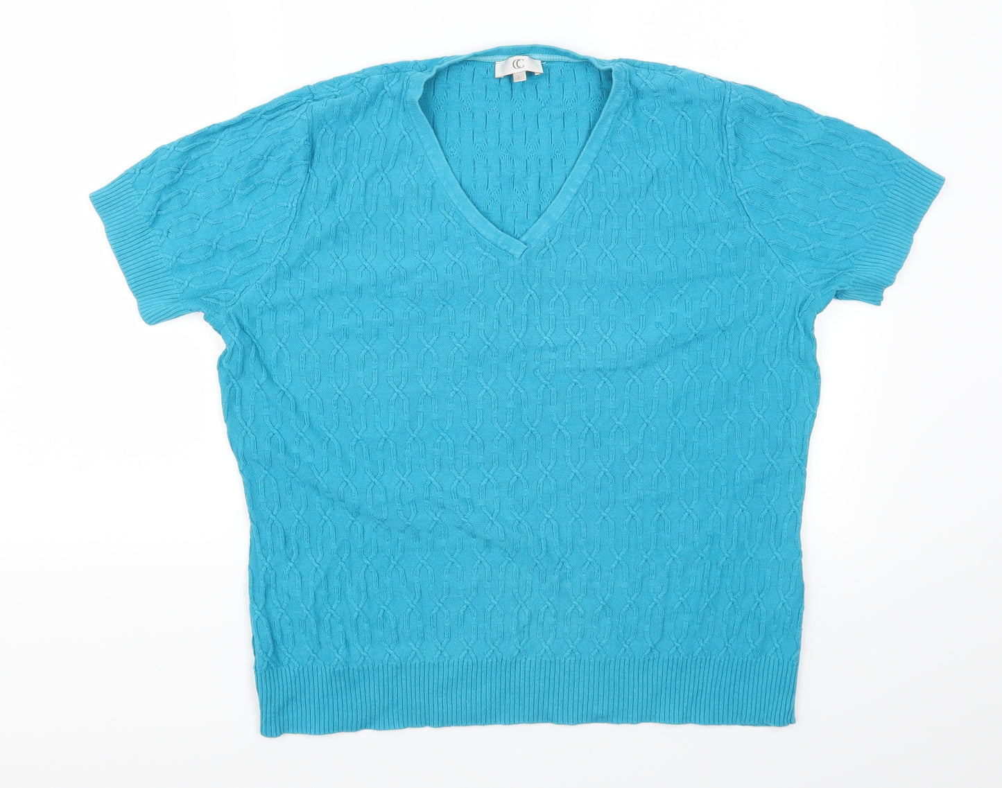 Country Casuals Womens Blue   Basic T-Shirt Size L  - Cable Knit