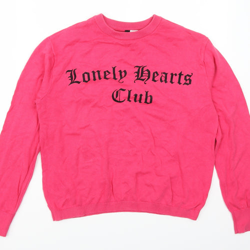 H&M Womens Pink   Pullover Jumper Size S  - Lonely Hearts Club