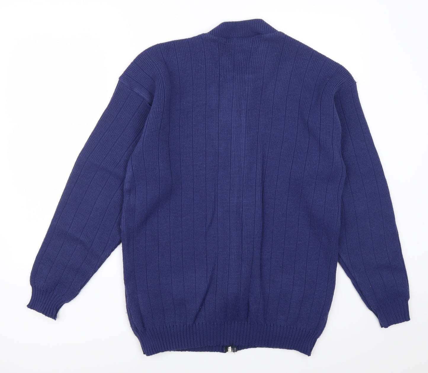 Preworn Mens Blue Geometric  Cardigan Jumper Size L