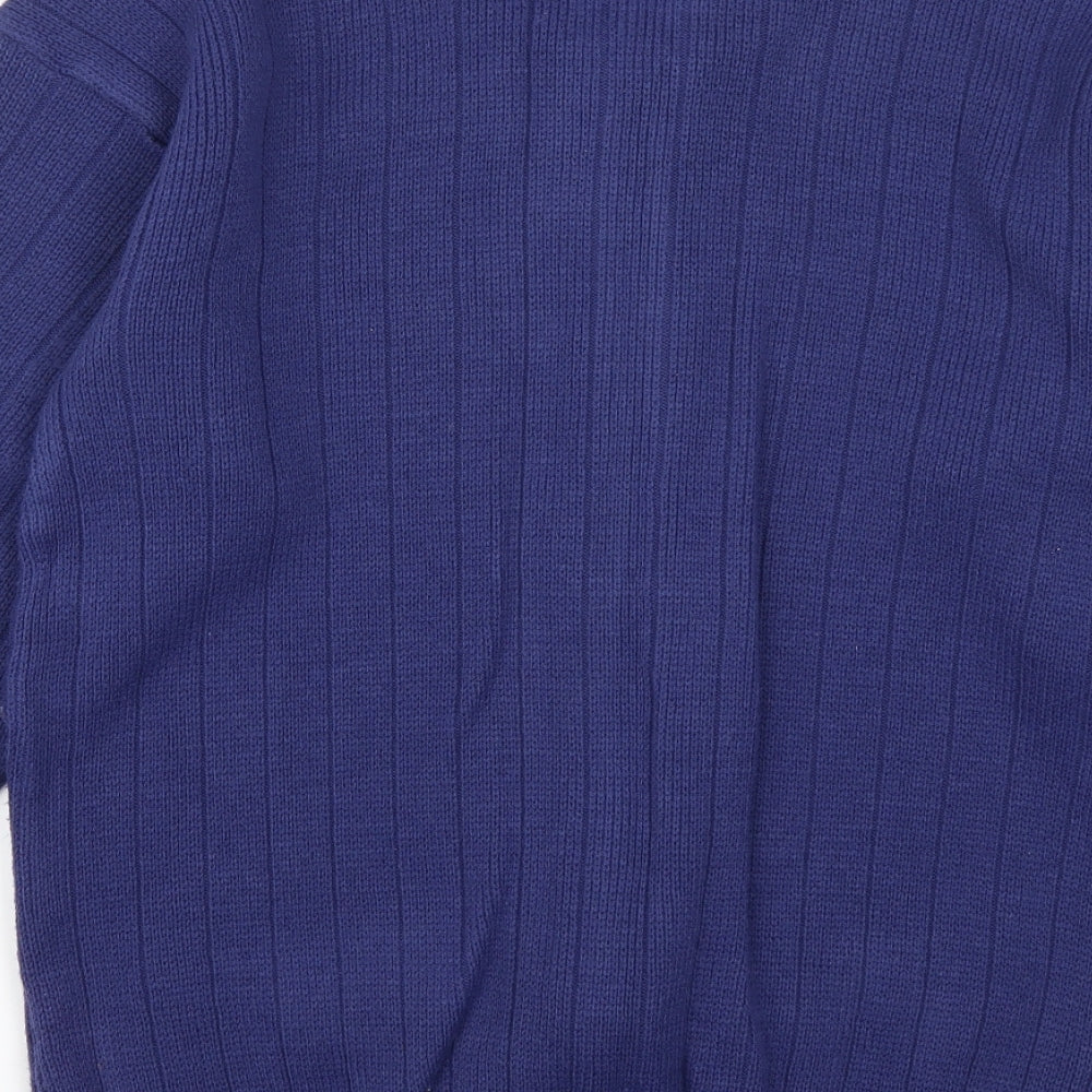 Preworn Mens Blue Geometric  Cardigan Jumper Size L