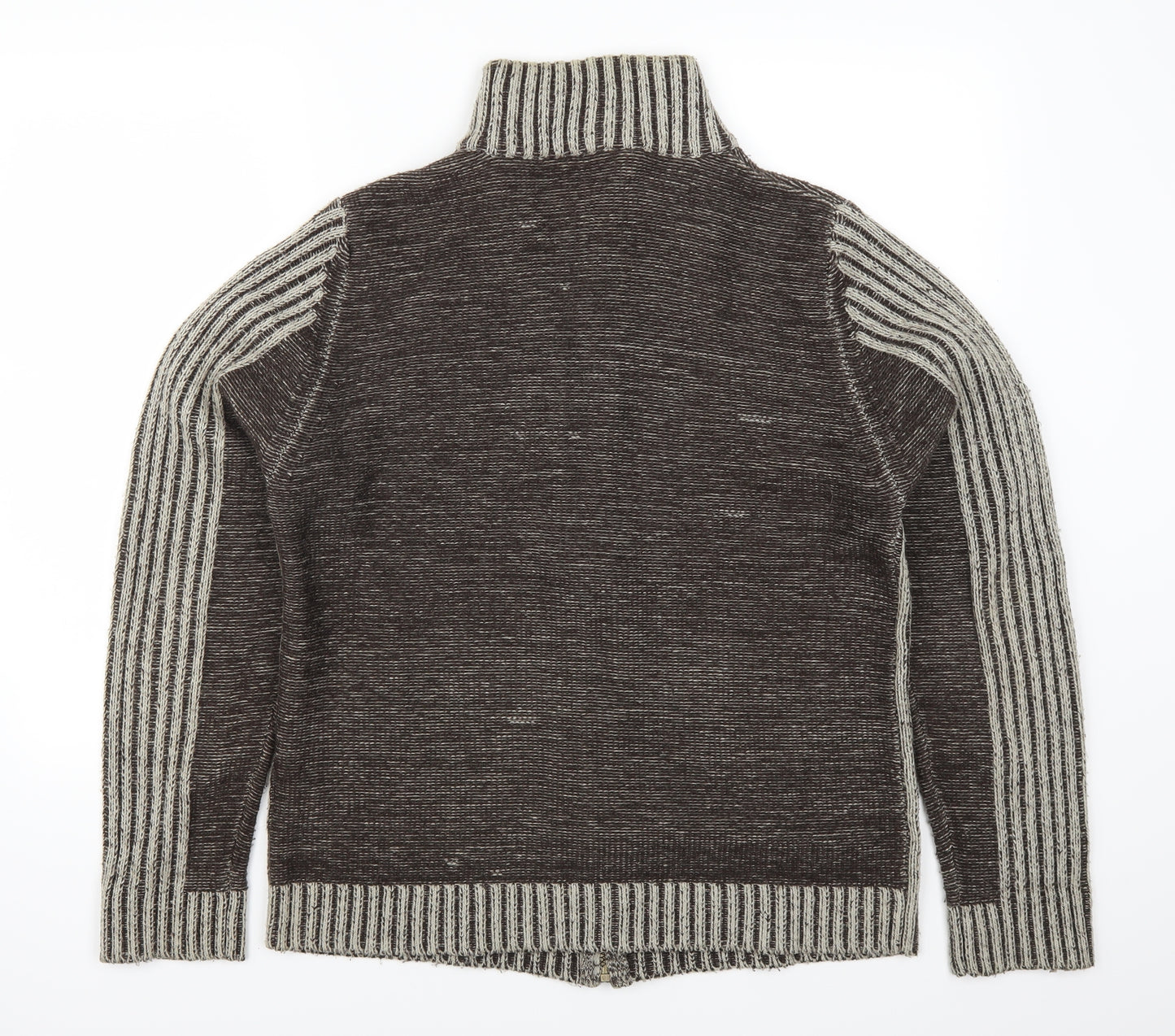 Cutting Edge Mens Brown Striped  Cardigan Jumper Size M