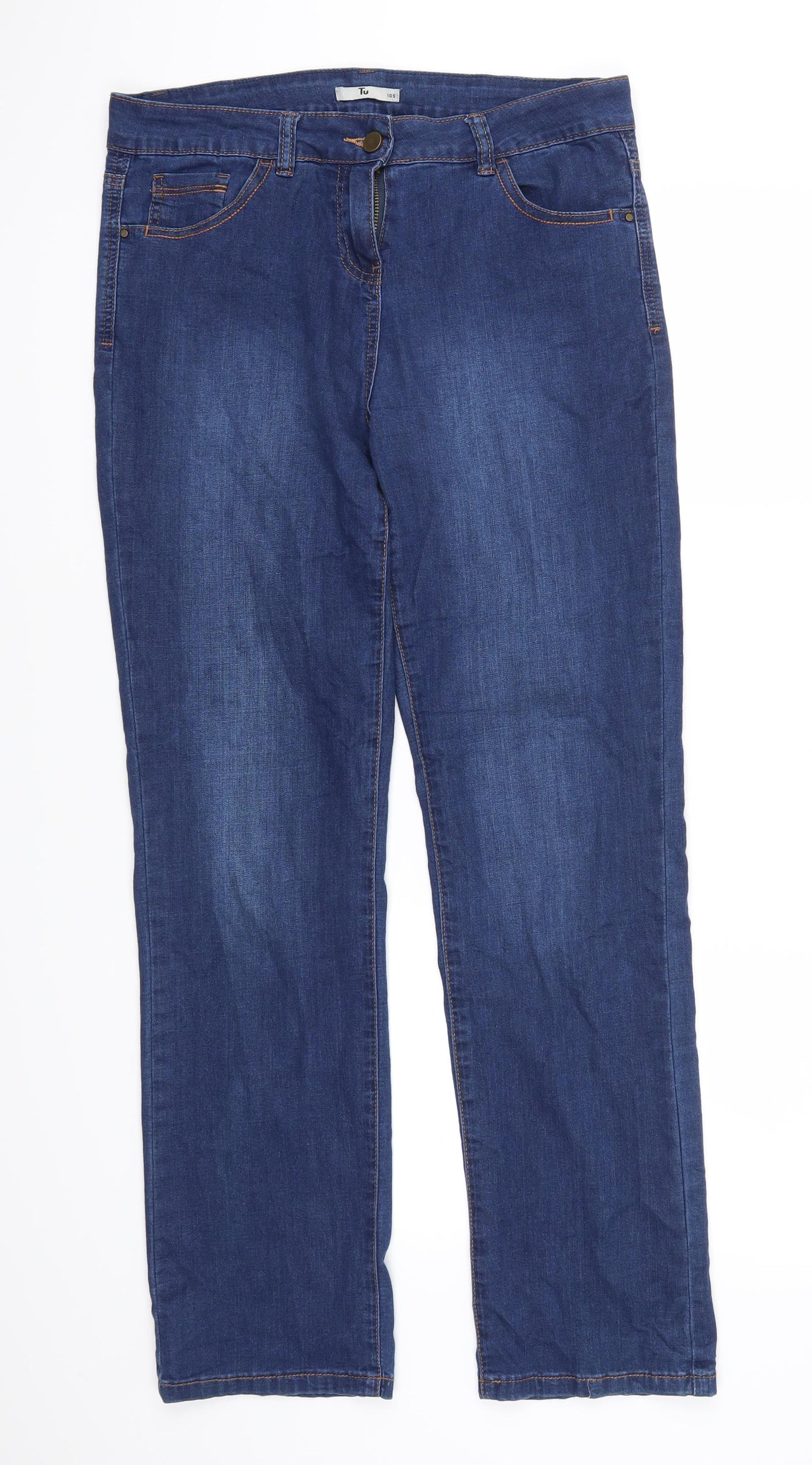 TU Womens Blue  Denim Straight Jeans Size 10 L30 in