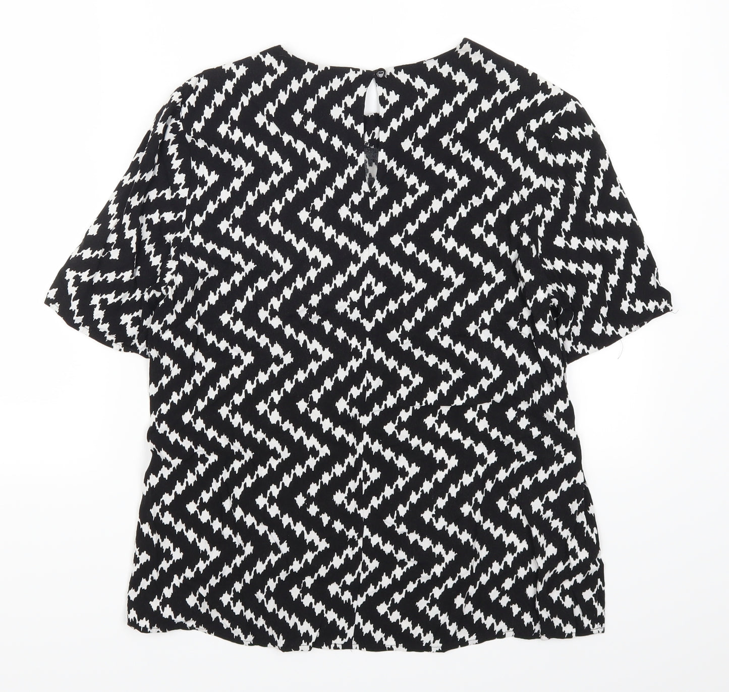 Warehouse Womens Black Geometric  Basic T-Shirt Size 10