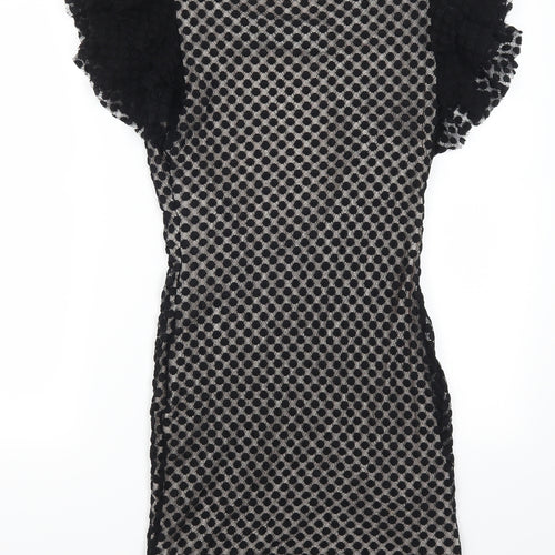 TFNC Womens Black Polka Dot  Mini  Size L  - Open Back