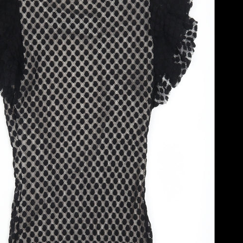TFNC Womens Black Polka Dot  Mini  Size L  - Open Back