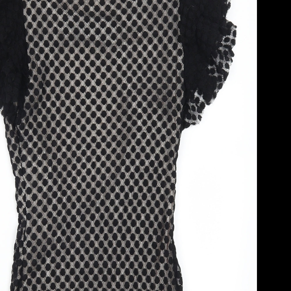 TFNC Womens Black Polka Dot  Mini  Size L  - Open Back