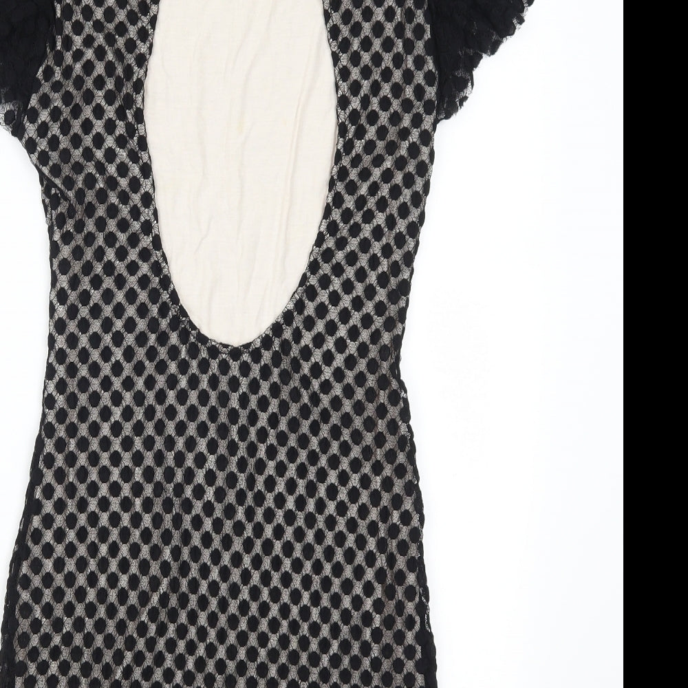 TFNC Womens Black Polka Dot  Mini  Size L  - Open Back