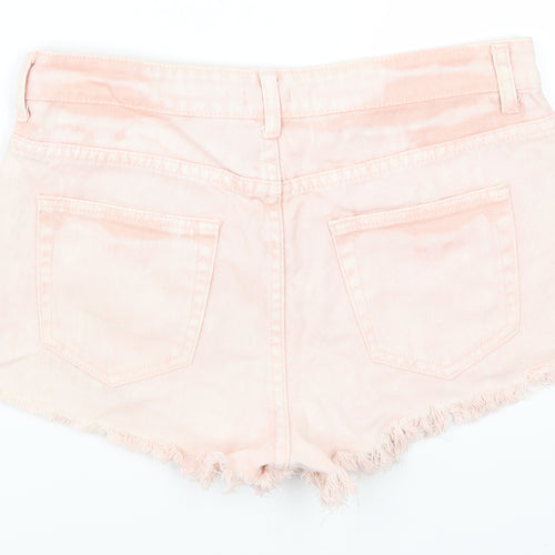FOREVER 21 Womens Pink  Denim Hot Pants Shorts Size 30 in - Distressed
