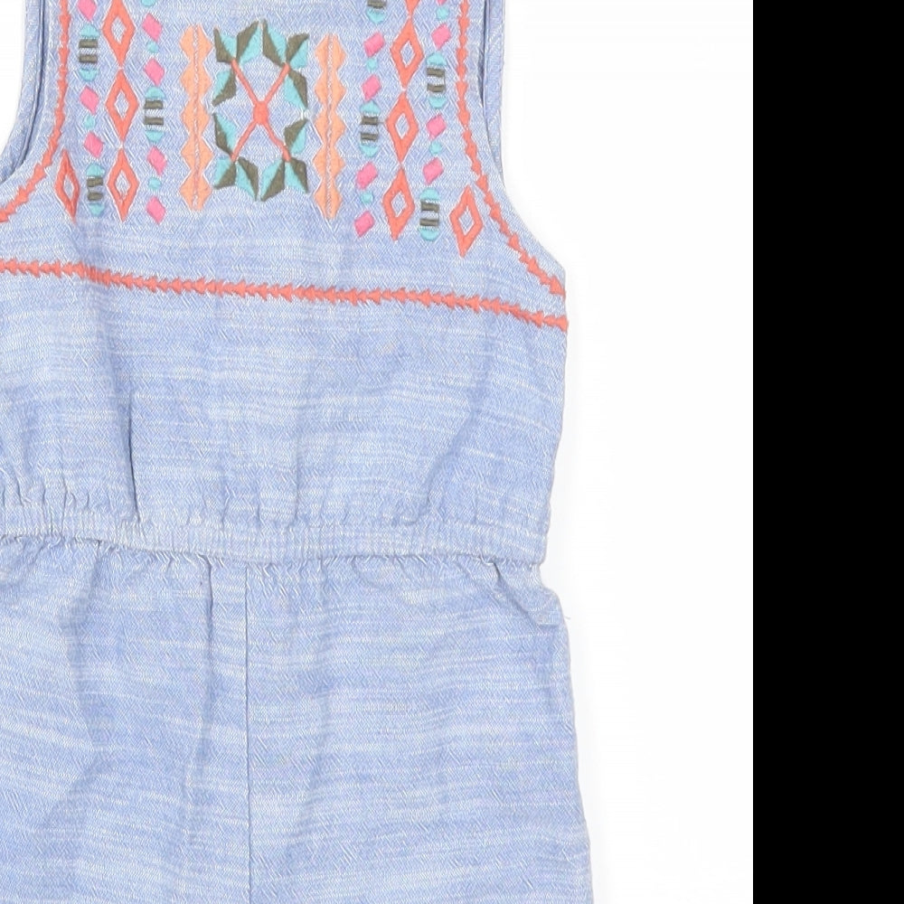 F&F Girls Blue Geometric  Romper One-Piece Size 12-18 Months