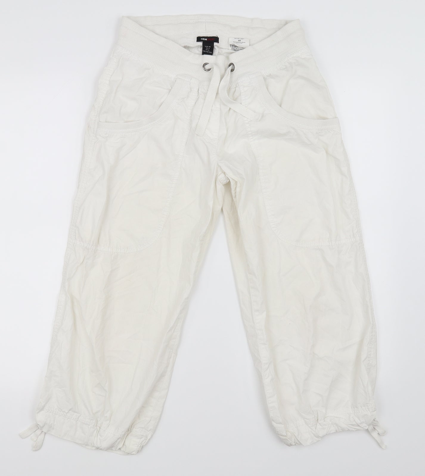 H&M Womens White   Trousers  Size 8 L20 in