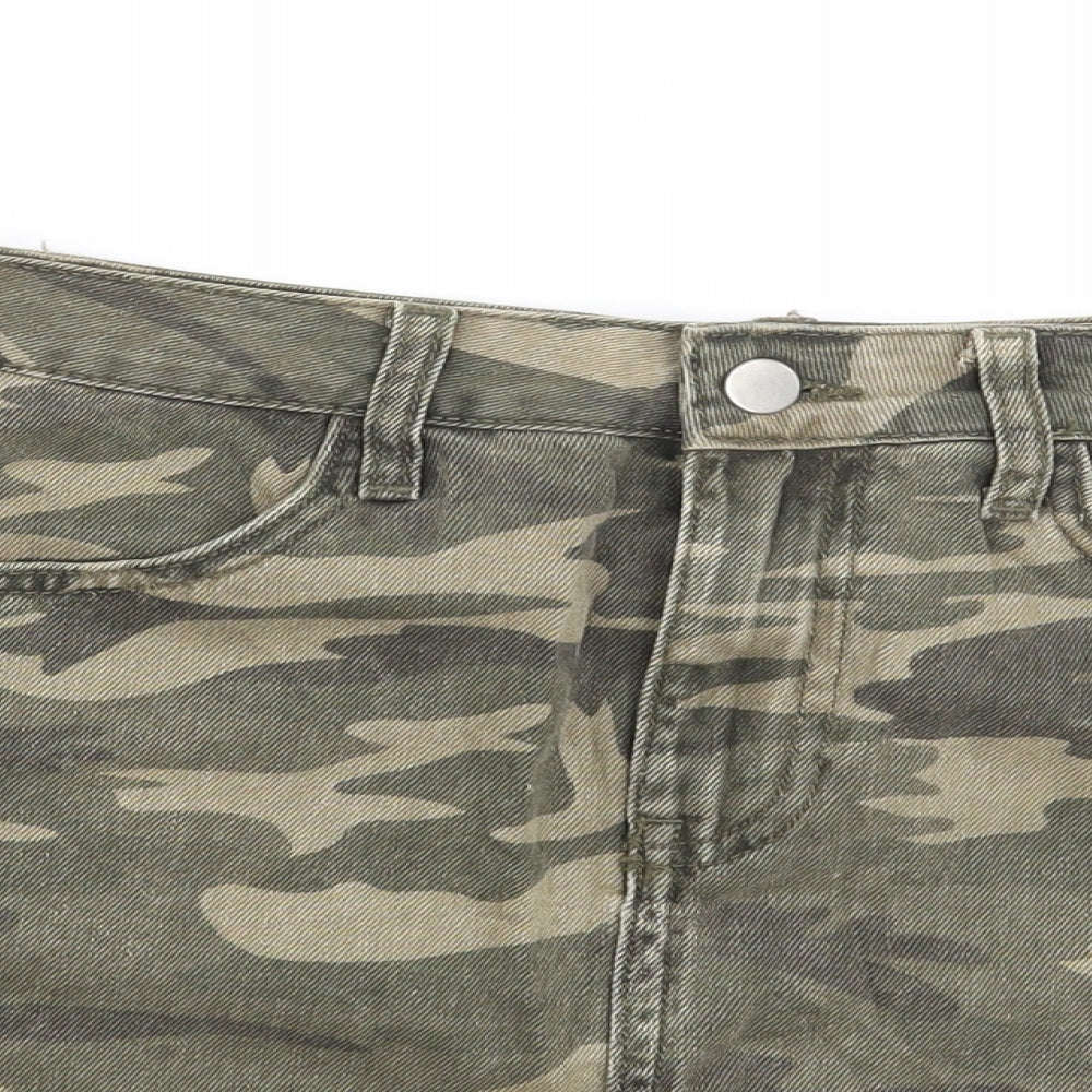 Denim CO Womens Green Camouflage  Mini Skirt Size 10