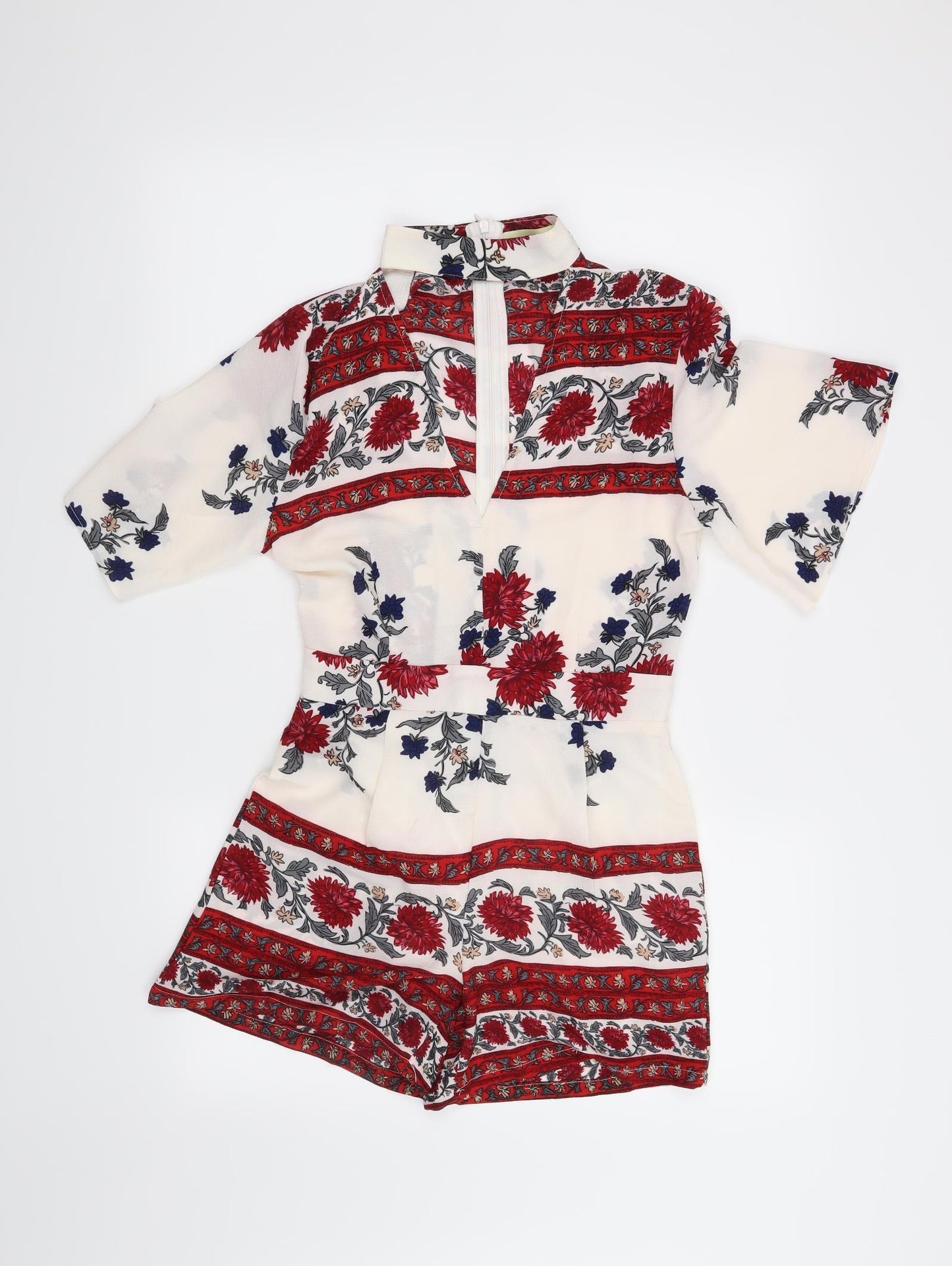 Preworn Womens White Floral  Playsuit One-Piece Size M