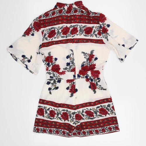 Preworn Womens White Floral  Playsuit One-Piece Size M