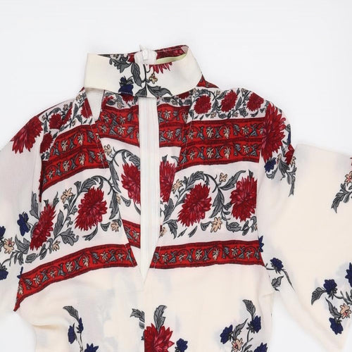 Preworn Womens White Floral  Playsuit One-Piece Size M