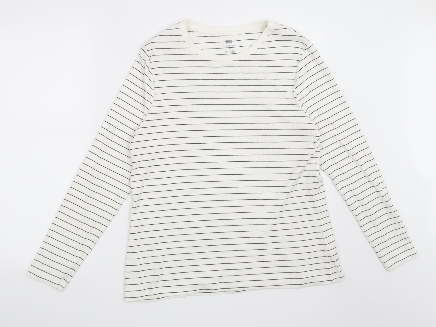 F&F Womens White Striped  Basic T-Shirt Size 22