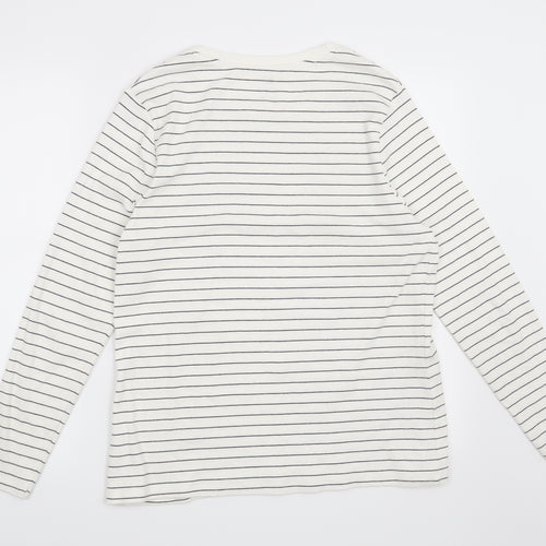 F&F Womens White Striped  Basic T-Shirt Size 22