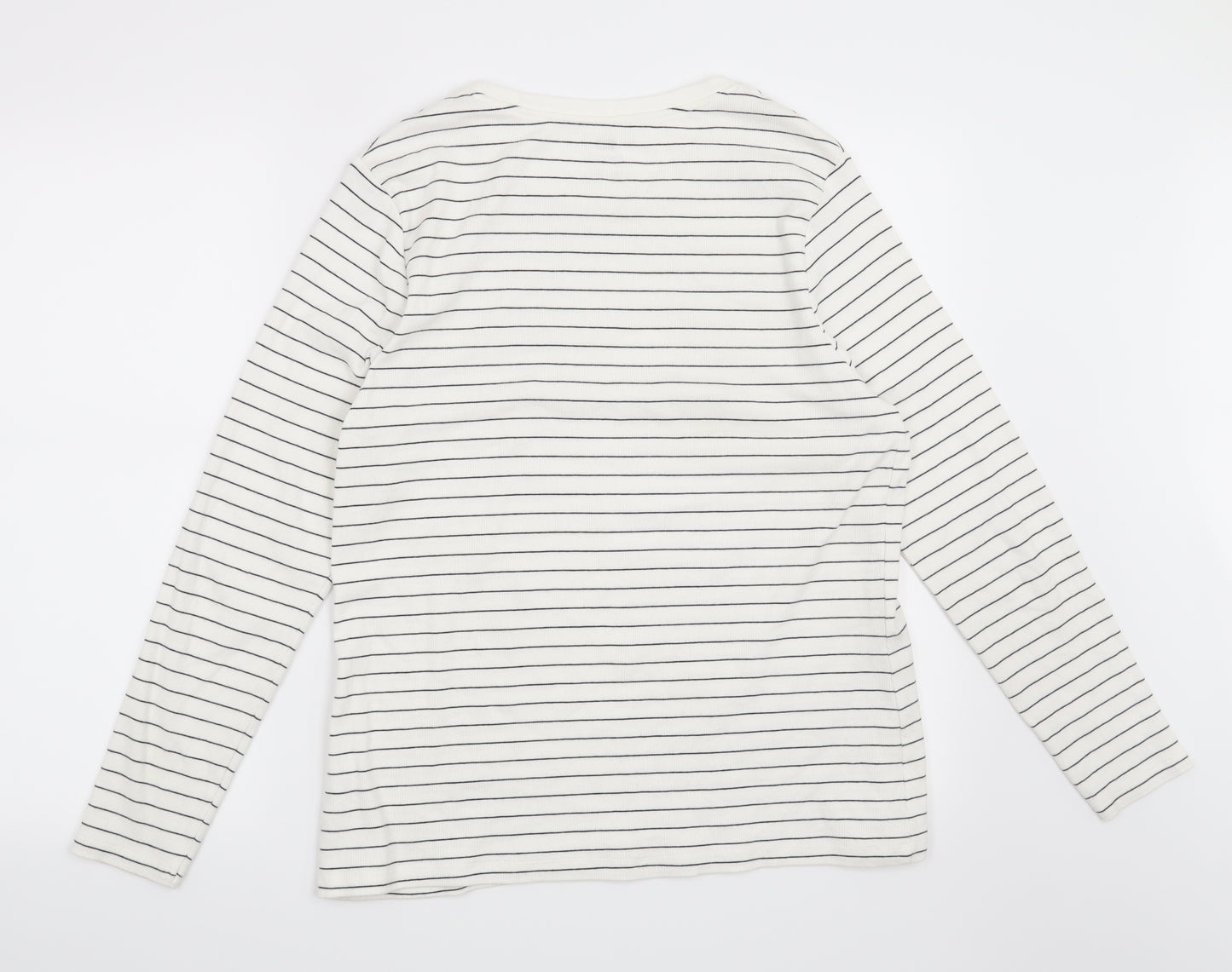 F&F Womens White Striped  Basic T-Shirt Size 22