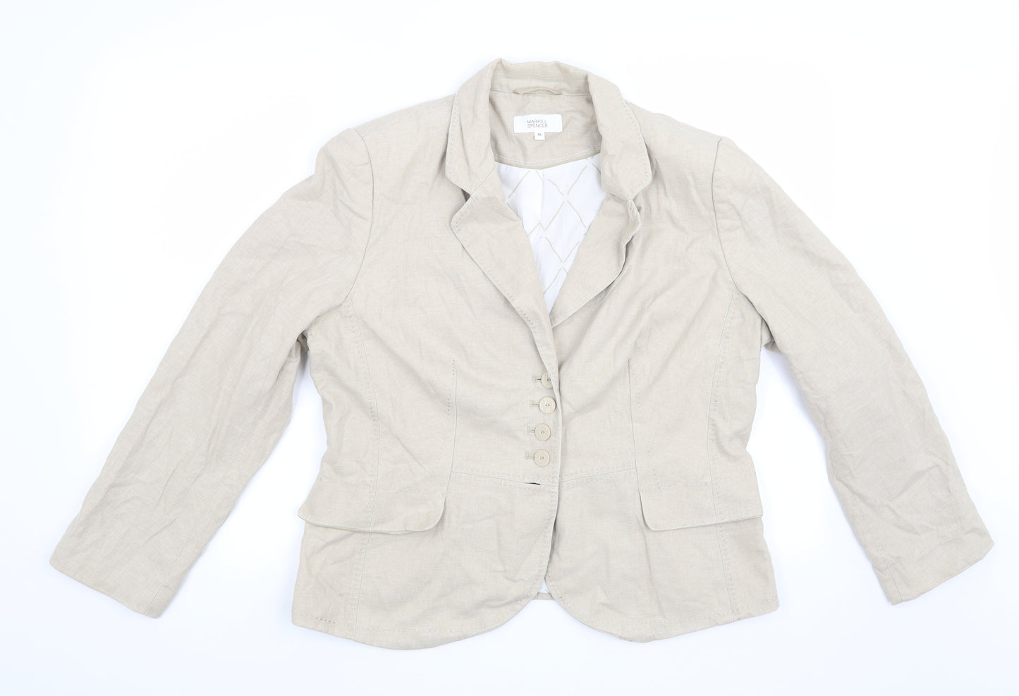 Marks and Spencer Womens Beige   Jacket Blazer Size 16
