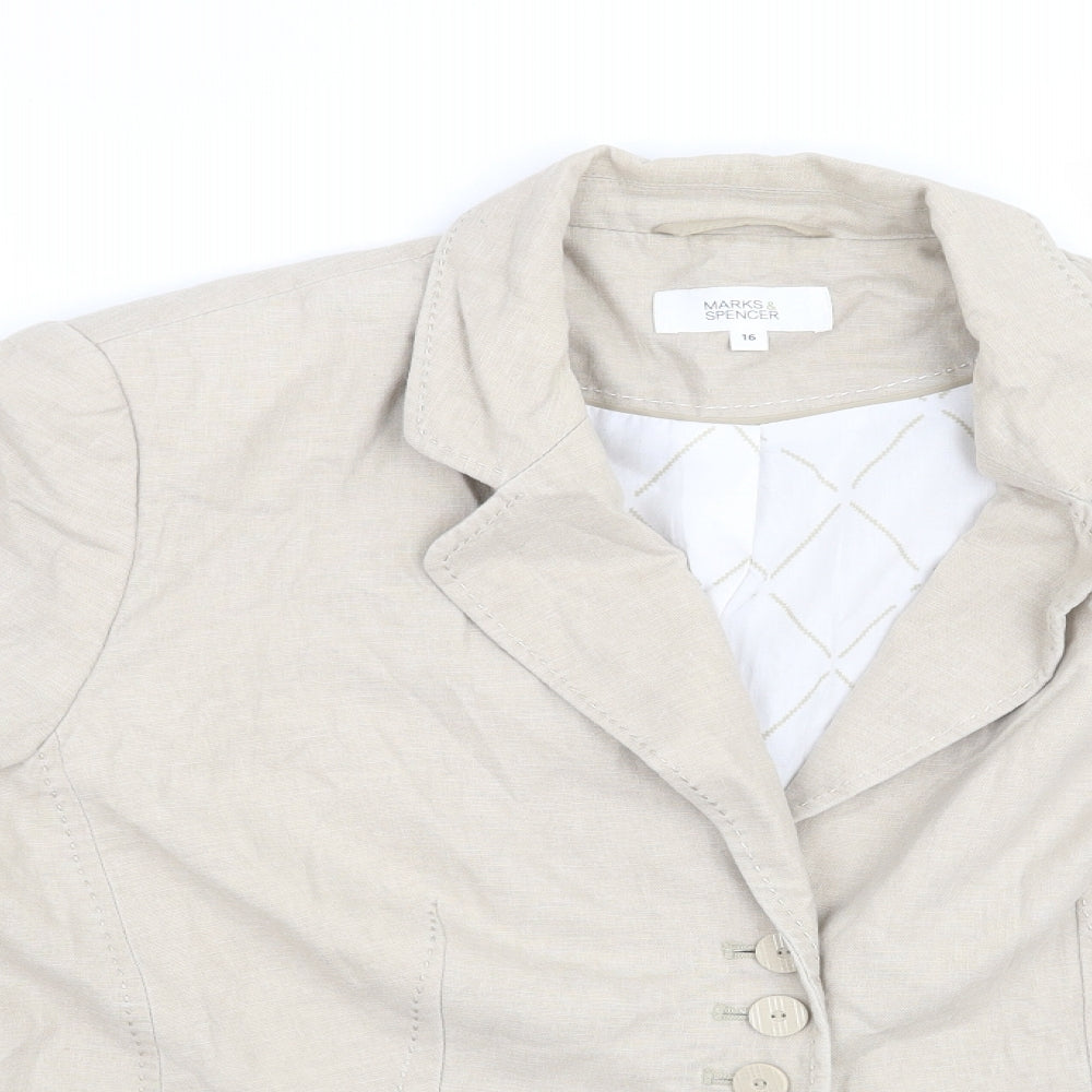 Marks and Spencer Womens Beige   Jacket Blazer Size 16
