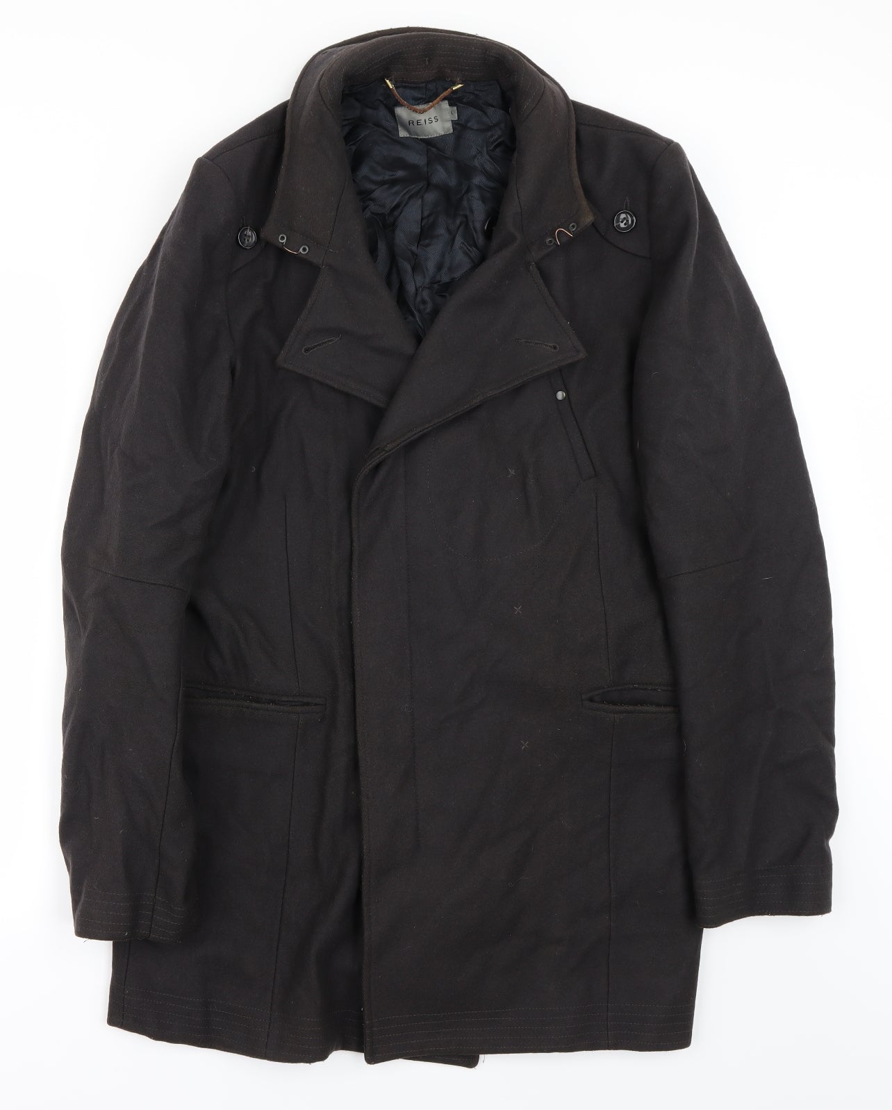 Reiss Mens Brown   Overcoat Coat Size L