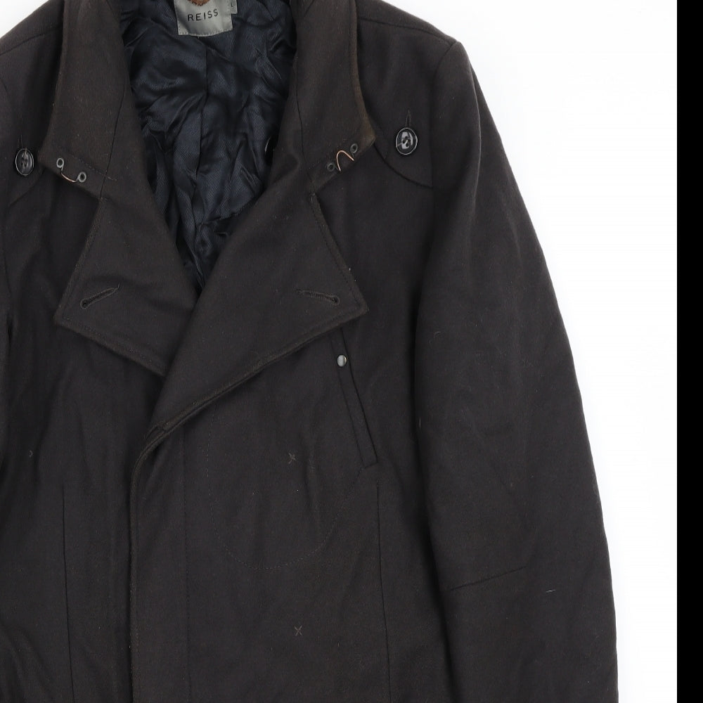 Reiss Mens Brown   Overcoat Coat Size L