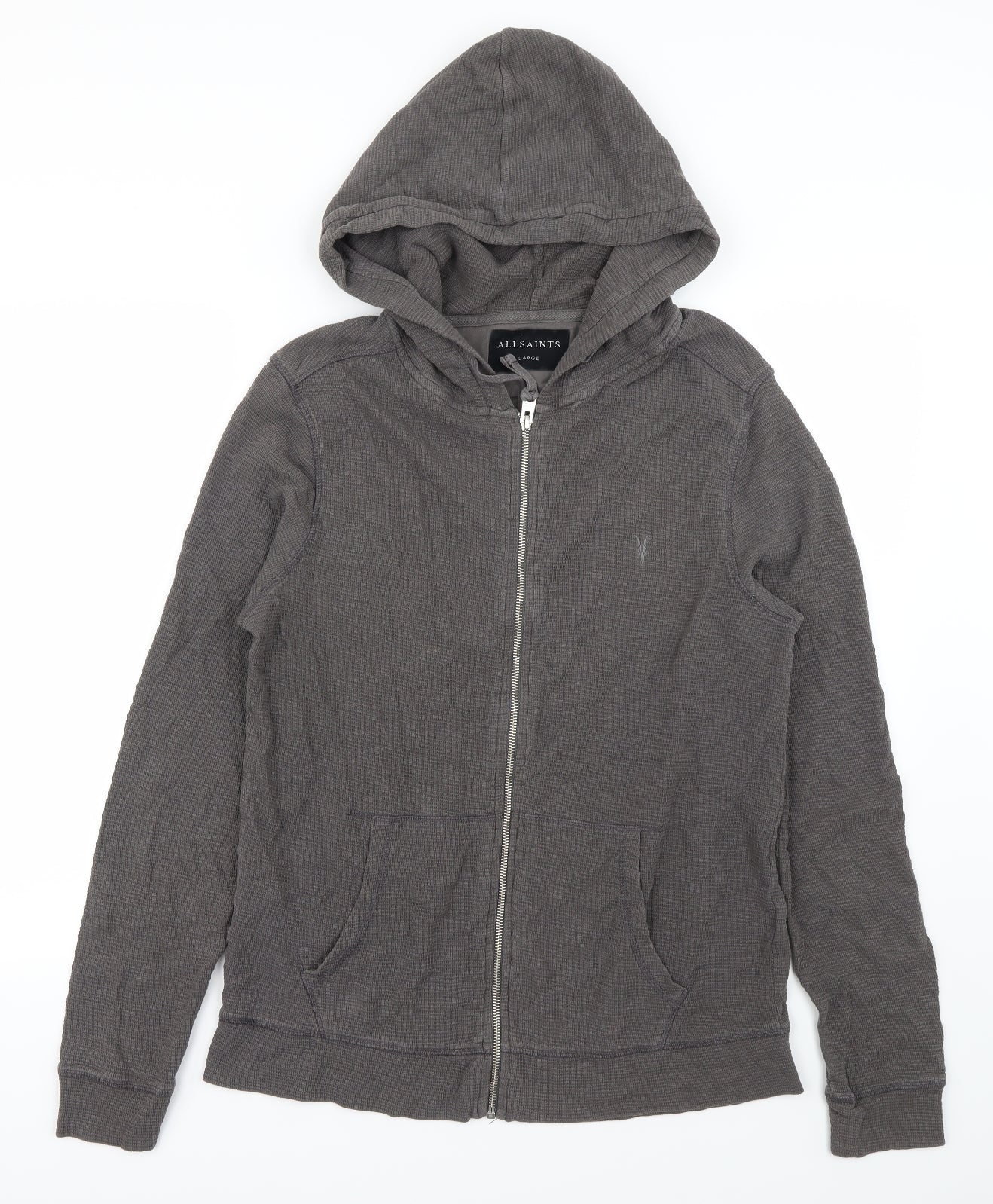All Saints Mens Grey   Full Zip Hoodie Size L