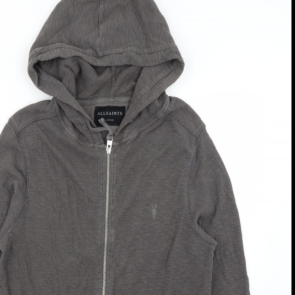 All Saints Mens Grey   Full Zip Hoodie Size L